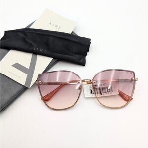 Aire Amor Cat Eye Sunglasses Glitter Rim Bright Gold Shimmer/Brown Grad L Size